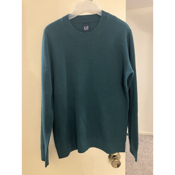 GAP Men's Textured Sweater Size S Small Sea Moss Green Pullover Casual Warm - Picture 5 of 13